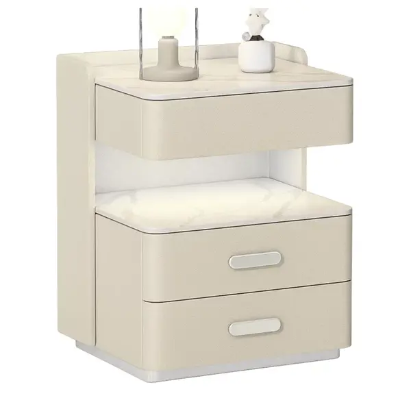 Noptieră inteligentă cu încărcare wireless, iluminare LED, sertar de depozitare și seif integrat – culoare alb