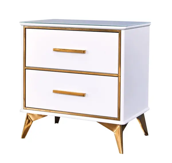 Noptieră Laval alb/gold – H60,5 cm