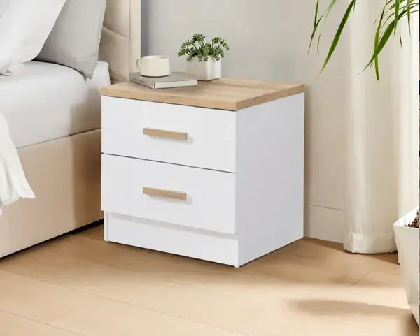 Noptiera Luna Cu 2 Sertare Culoare Alb Sonoma 50x40x50 cm