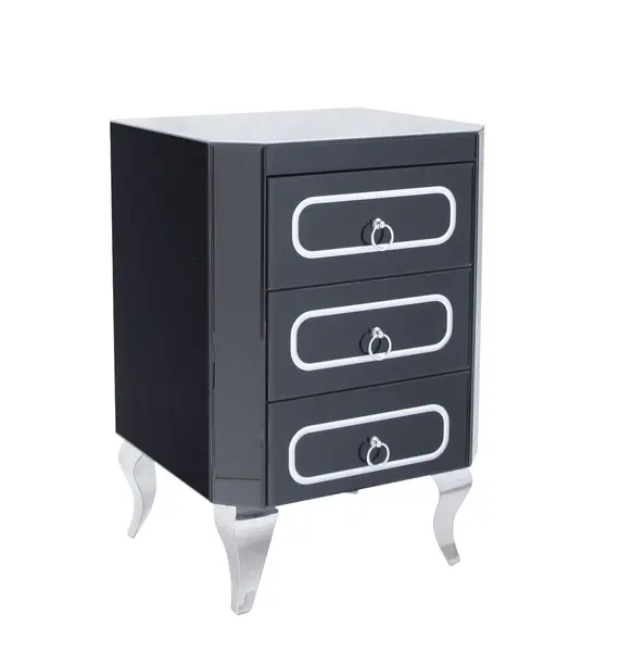 Noptieră Marina negru/silver – H68 cm