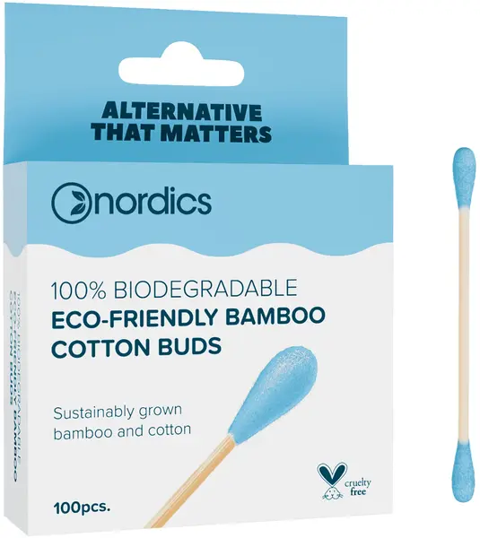 Nordics Bețișoare de urechi din bambus, albastru, 100 buc