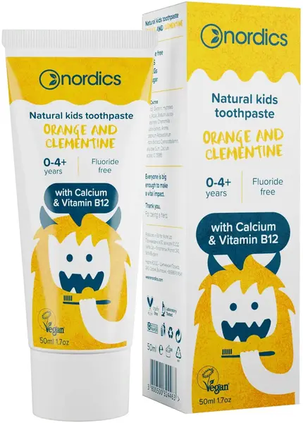 Nordics Pastă de dinți pentru copii Orange and Clementine, 50 ml