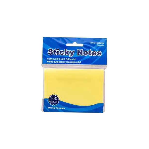 Notes adeziv Office Cover A04, 75 x 100 mm, 100 coli, galben pastel, ambalat in blister
