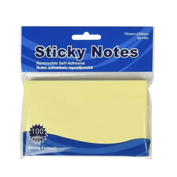 Notes adeziv Office Cover A05, 75 x 125 mm, 100 coli, galben pastel, ambalat in blister