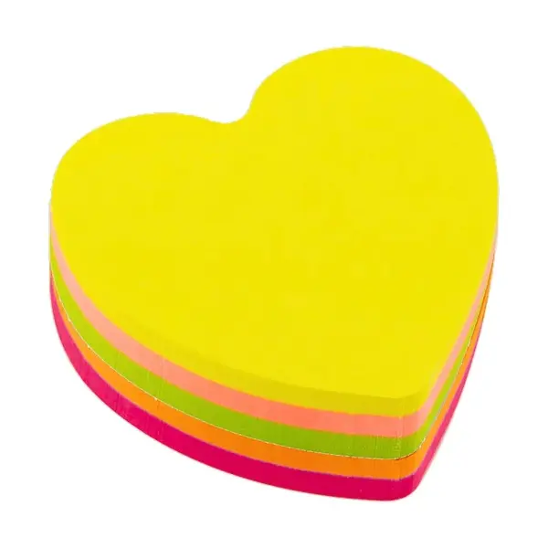 Notes adeziv Office Cover SN4505I, 75 x 75 mm, 100 coli, 5 culori neon, forma inima