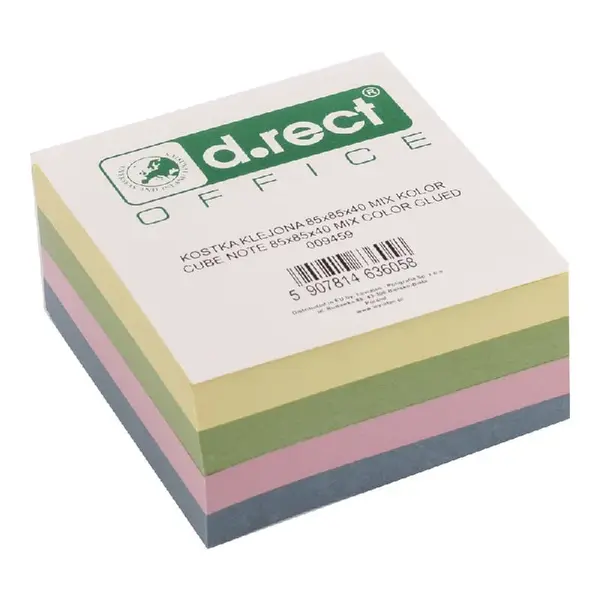 Notes cub adeziv 85 x 85 x 40 mm culori asortate D.Rect Notes cub adeziv 85 x 85 x 40 mm culori asortate D.Rect