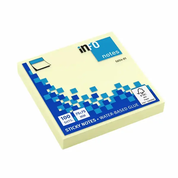 Notite adezive Info Notes 75 x 75 mm galben 100 file Notite adezive Info Notes 75 x 75 mm galben 100 file
