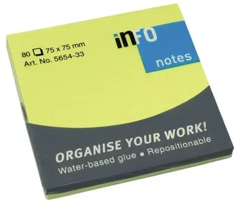 Notite adezive Info Notes 75x75 80 file verde briliant Notite adezive Info Notes 75x75 80 file verde briliant