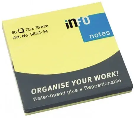 Notite adezive Infonotes 75x75mm 80file galben briliant Notite adezive Infonotes 75x75mm 80file galben briliant