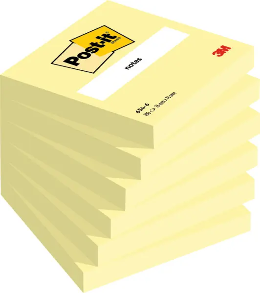 Notite adezive Post-it® Galben 76 mm x 76 mm 100 file/bucata Notite adezive 3M Post-it 654 76 x 76 mm galben