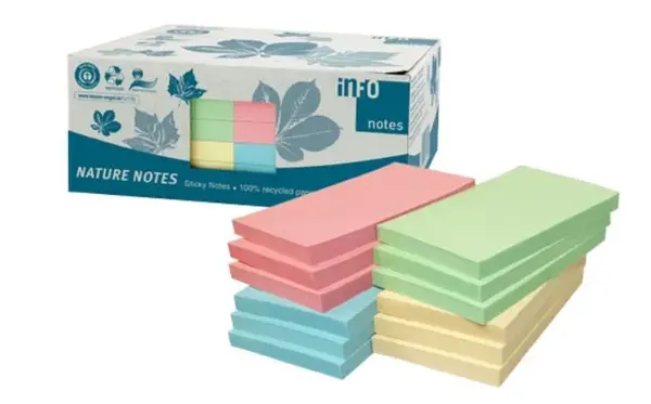 Notite adezive reciclate InfoNotes 125x75mm 100file 3 culori 12buc/cut Notite adezive reciclate InfoNotes 125x75mm 100file 3 culori 12buc/cut