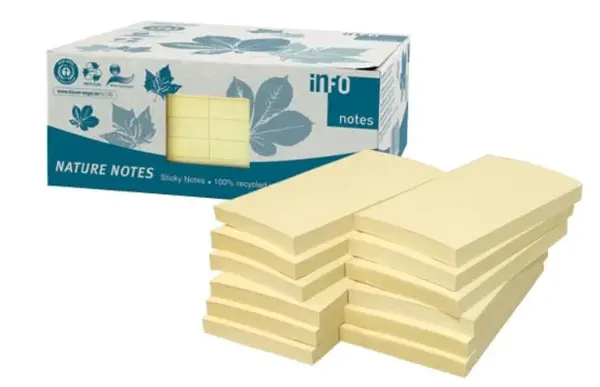 Notite adezive reciclate InfoNotes 125x75mm 100file galben 12buc/cut Notite adezive reciclate InfoNotes 125x75mm 100file galben 12buc/cut