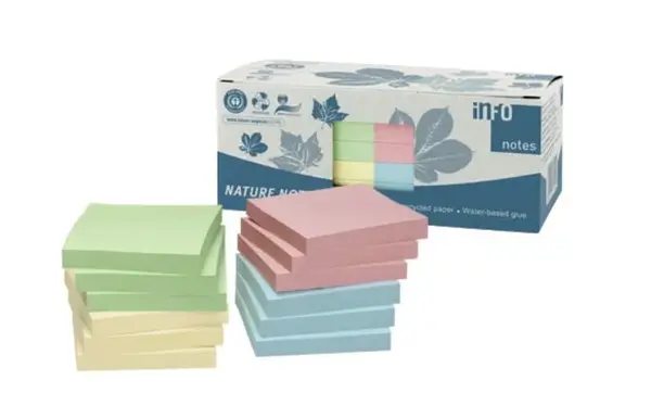 Notite adezive reciclate InfoNotes 75x75mm 100file 3 culori 12buc/cut Notite adezive reciclate InfoNotes 75x75mm 100file 3 culori 12buc/cut
