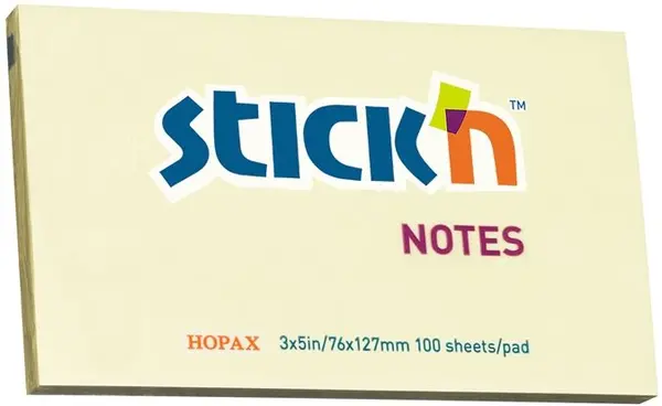 Notite adezive Stick'n - 76 x 127 mm, galbene, 100 file