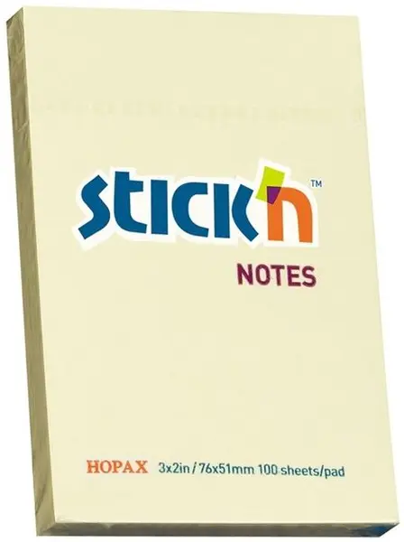 Notite adezive Stick'n - 76 x 51 mm, galbene, 100 file