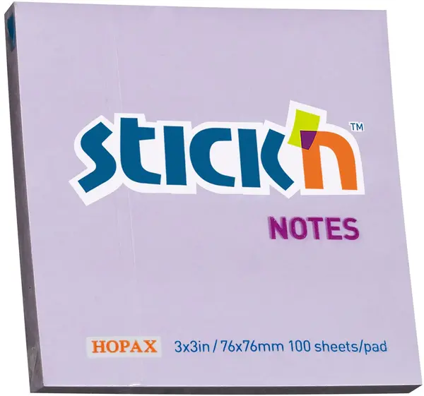 Notite adezive Stick'n - 76 x 76 mm, violet pastel, 100 file