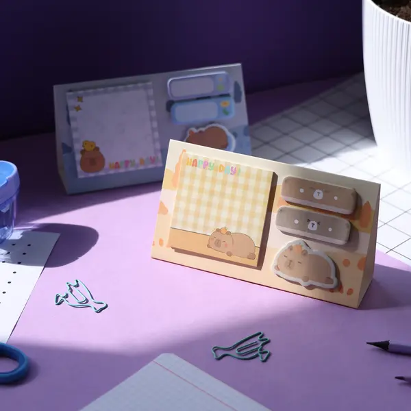 Notite adezive Strigo Capybara peach pastel , sticky notes decorative pentru birou