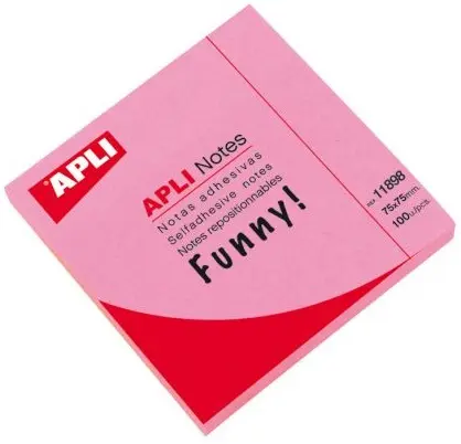 Notite autoadezive APLI - Roz neon, 75 x 75 mm, 100 bucati