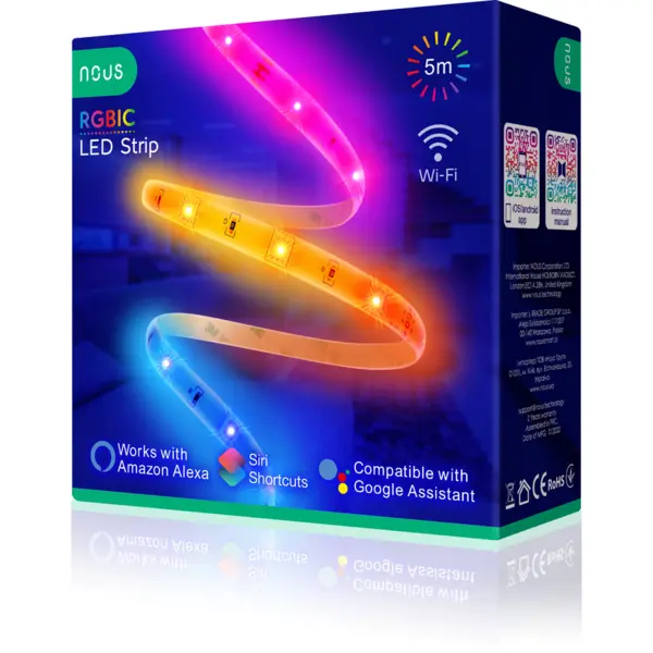 Nous Banda LED Nous Wifi RGBIC F4, 5m, Smart, Sincronizare Muzica