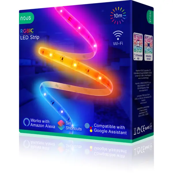 Nous Banda LED Nous Wifi RGBIC F5, 10m, Smart, Sincronizare Muzica