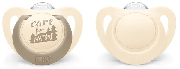 NUK for Nature Suzete din silicon - Cremă, 18-36 luni, 2 bucăți