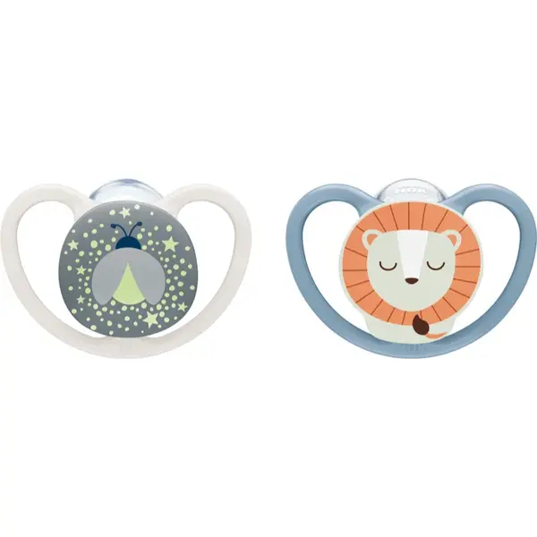 NUK Perfect Match Air Night 6-18 m suzetă Firefly/Lion 2 buc