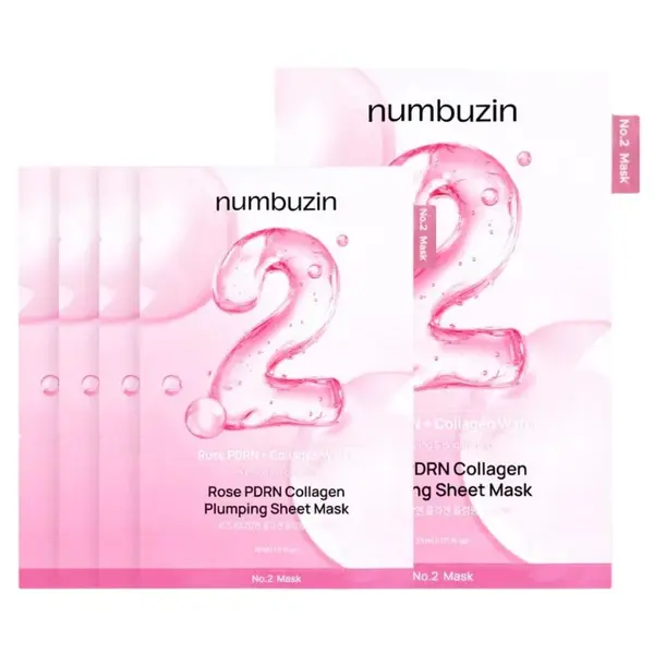 Numbuzin - No.2 Rose PDRN Collagen Plumping Sheet Mask, 1 Box, 33ml x 5ea