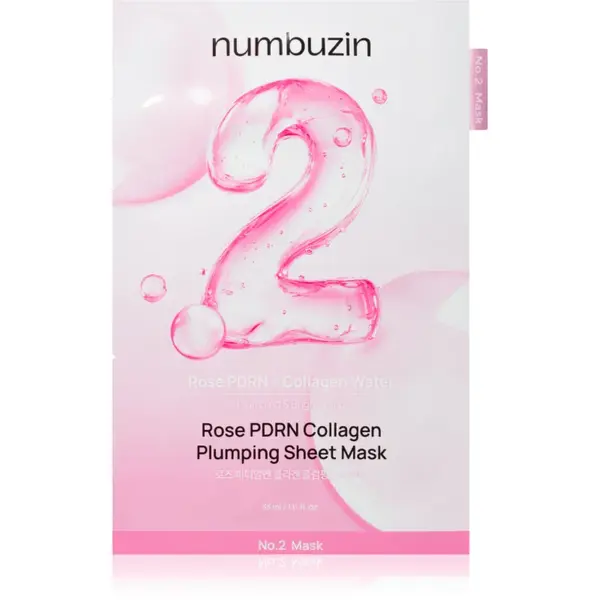 Numbuzin No. 2 Rose PDRN Collagen Plumping Sheet Mask mască textilă hidratantă pentru o piele mai luminoasa 5 buc