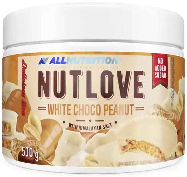 Nutlove Cremă dietetică tartinabilă, ciocolată albă cu arahide, 500 g, AllNutrition