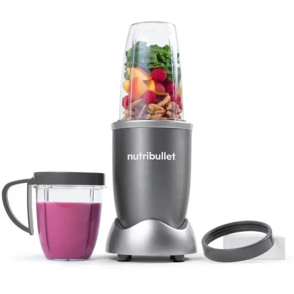 NUTRIBULLET Blender Nutribullet Original 600 NB606DG, 600W, Lama de extractie, Cana inalta de 700ml, Cana de 500ml, Amestecare uniforma, Design simplu si compact, Usor de curatat, Fara BPA, Cablu 100cm, 2.86kg, NedruGri