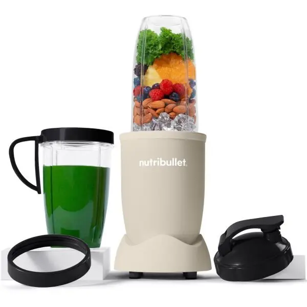 NUTRIBULLET Blender Nutribullet Pro Mineral NB907MASN, 900 W, 1 viteza, 5 accesorii, cupe de 710 ml si 946 ml, capac To-Go, Bej
