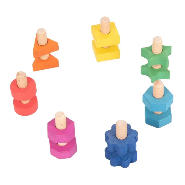 Nuts Bolts, set suruburi si piulite din lemn, 14 piese
