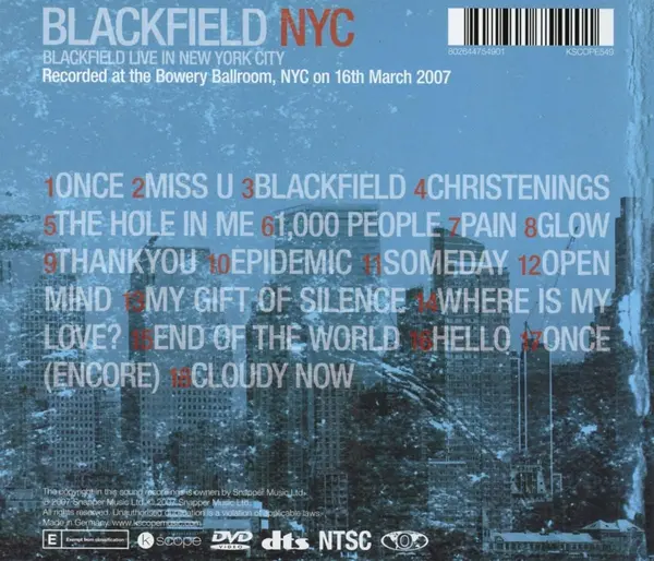 NYC - Blackfield Live In New York City (CD+DVD) | Blackfield