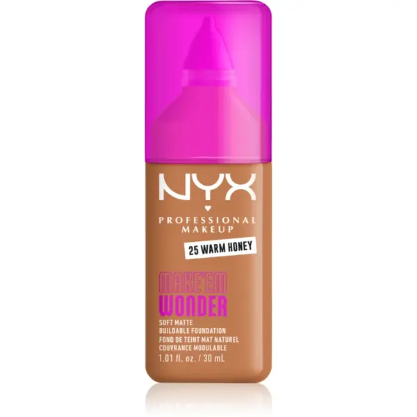 NYX Professional Makeup Make ‘Em Wonder make-up usor matifiant culoare 25 Warm Honey 30 ml
