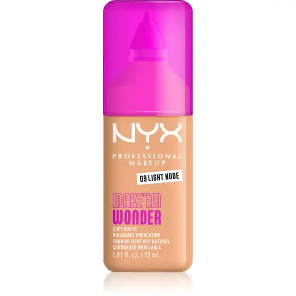 NYX Professional Makeup Make ‘Em Wonder make-up usor matifiant culoare 09 Light Nude 30 ml