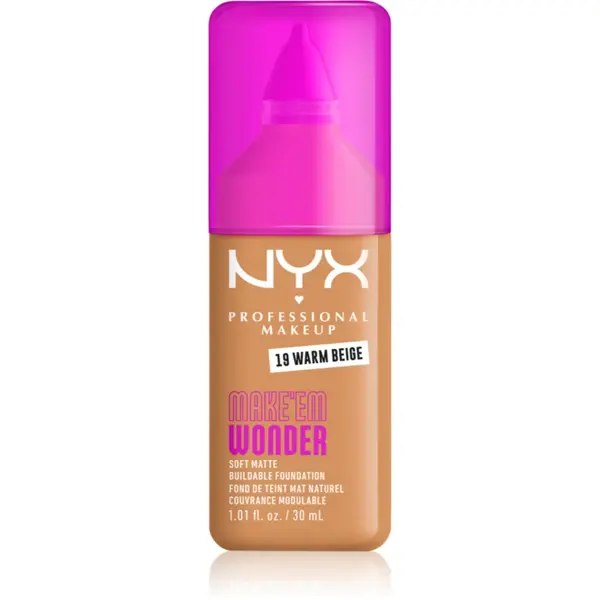 NYX Professional Makeup Make ‘Em Wonder make-up usor matifiant culoare 19 Warm Beige 30 ml