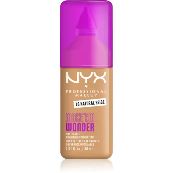 NYX Professional Makeup Make ‘Em Wonder make-up usor matifiant culoare 16 Natural Beige 30 ml