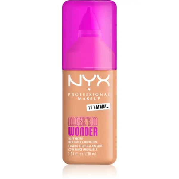 NYX Professional Makeup Make ‘Em Wonder make-up usor matifiant culoare 12 Natural 30 ml