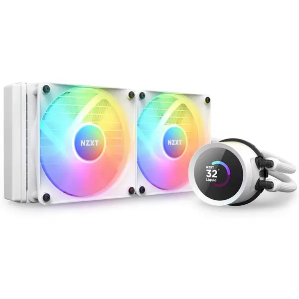 NZXT Cooler CPU NZXT Kraken 240 RGB, pompa cu ecran LCD, controller aRGB, Alb