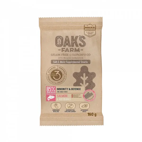 OAK'S FARM Immunity & Defense, Somon, punguță recompense funcționale fără cereale câini, imunitate, 160g