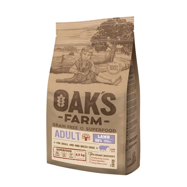 OAK'S FARM Mini Adult, XS-S, Miel, hrană uscată fără cereale câini, 2kg