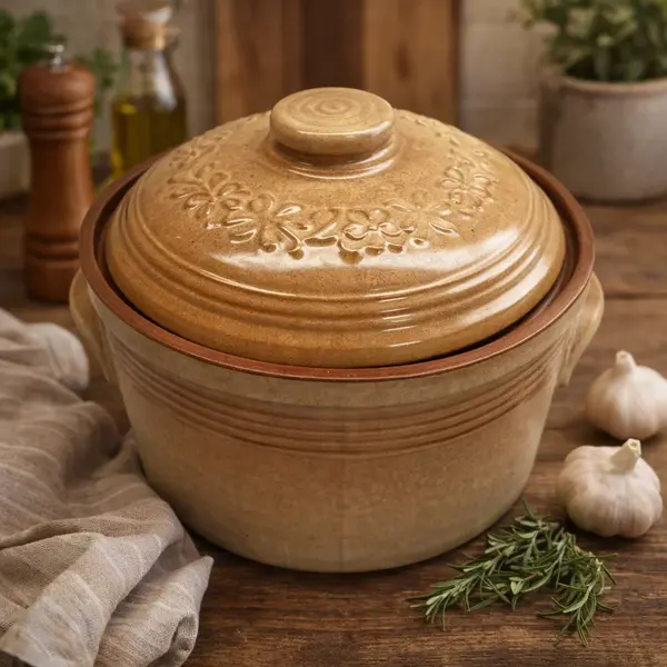 Oala Ceramica pentru Sarmale si Fripturi, Glazurata, Rotunda, 8 Litri Aluna