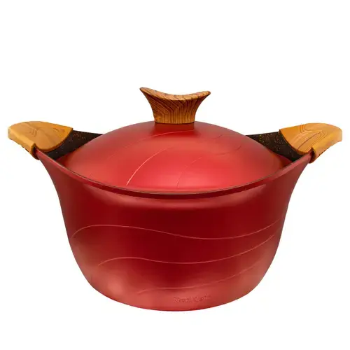 Oala cu capac Neoklein CS24, diametru 24 cm, capacitate 4.2 L, aluminiu turnat, invelis anti-aderent (Rosu)