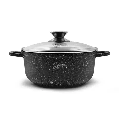 Oala cu capac Samus Toledo Line TOL22-OC, 22 cm, 3.2 L (Negru)