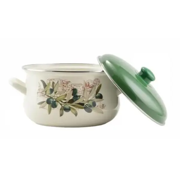 Oala Email cu Capac Oliva, 22 cm, 4.8 l, Perfect Home