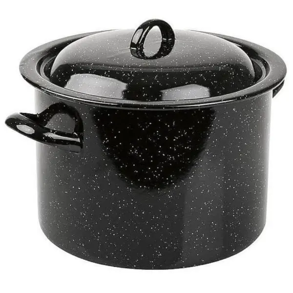 Oala Emailata cu Capac, 20 l, 36 cm, Neagra, Emailul Medias