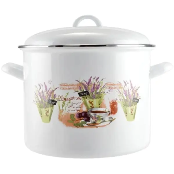 Oala Emailata Lavanda, cu Capac 16 cm, 2 l, Perfect Home