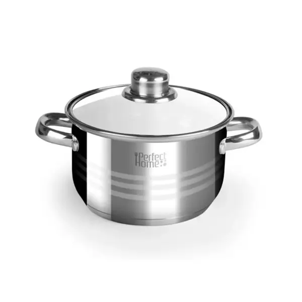 Oala Inox cu Capac din Sticla, 24 cm, 5.5 l, Perfect Home