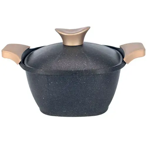 Oala Neoklein SCS22-Black, cu capac, 22 cm, 3.7 L, aluminiu turnat, invelis anti-aderent (Negru)