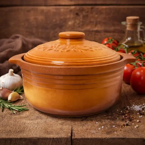 Oala pentru sarmale si friptura glazurata din ceramica, 4 litri Alun